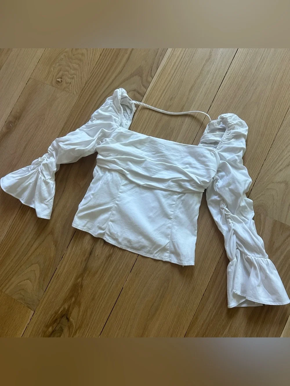 Reformation Kiki Ruched Puff Sleeve Top White Size 0